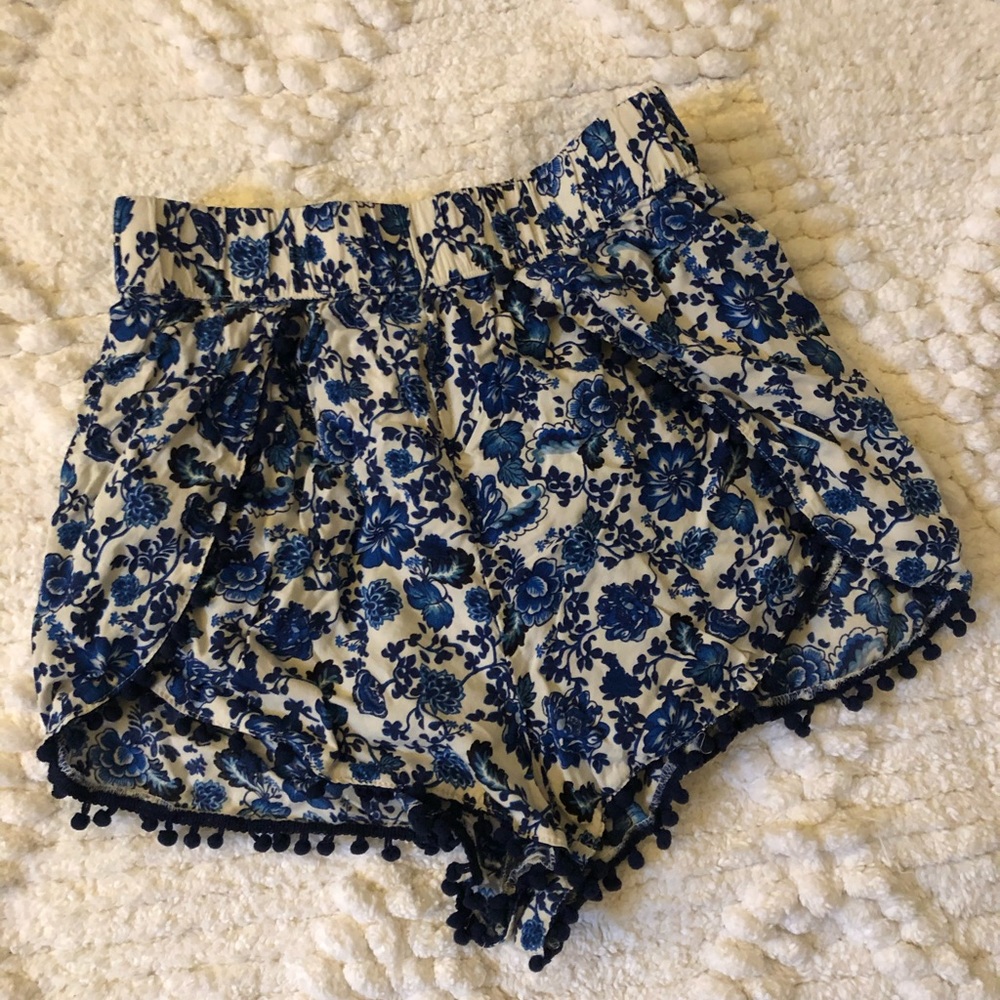 Blue floral shorts